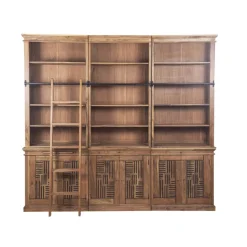 Bois & Chiffons Bibliothèque échelle H235 en acacia massif Marron - 258x45x235 cm
