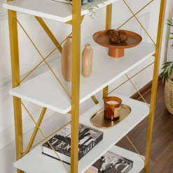 Sale Homitis Bibliothèque Elysian blanc/doré - 180x90x33.5 cm