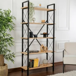 Homitis Bibliothèque Elysian chêne/noir - 180x90x33.5 cm