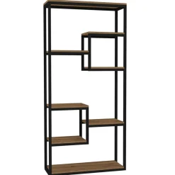 Clearance Wooden Art Bibliothèque emina noyer/noir - 85x182x29 cm