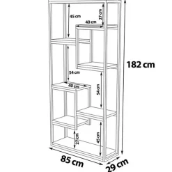 Clearance Wooden Art Bibliothèque emina noyer/noir - 85x182x29 cm