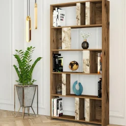 Homitis Bibliothèque Lima noyer/blanc - 90x180x20 cm