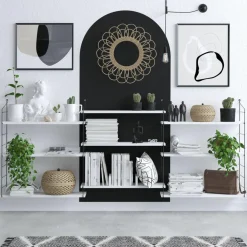 Wooden Art Bibliothèque lungo blanc/noir - 85x216x20 cm