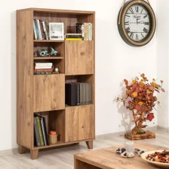 Wooden Art Bibliothèque Marina Flora marron - 80x155x36 cm