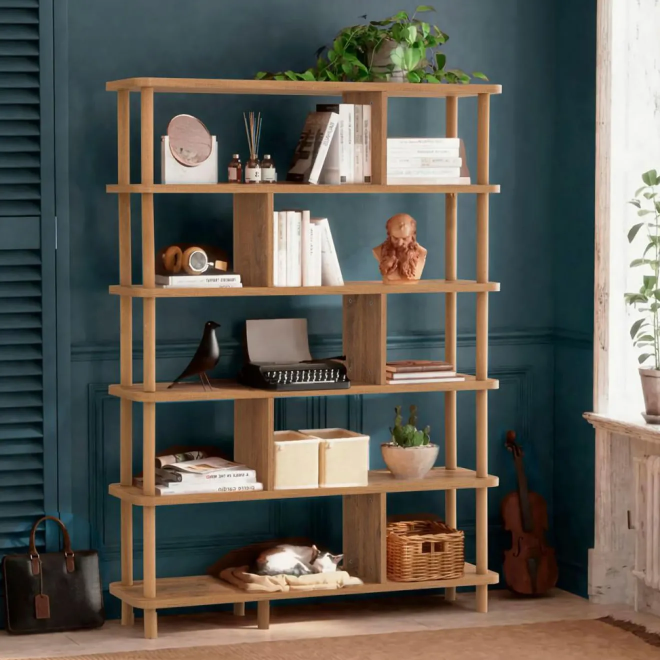 Wooden Art Bibliothèque Meta pin atlantique - 120x168.5x28 cm