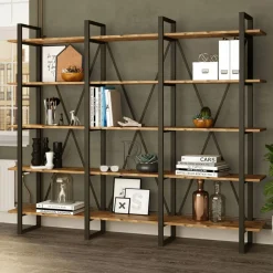 Wooden Art Bibliothèque ML4 marron - 219.6x34x180 cm