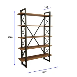 Wooden Art Bibliothèque nero noyer/noir - 100x180x24 cm