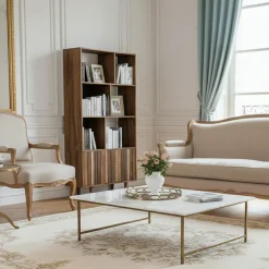 Discount Bois & Chiffons Bibliothèque ouverte 2 portes Manguier Ramon Naturel - 90x40x175 cm