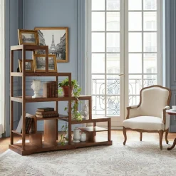 Bois & Chiffons Bibliothèque ouverte escalier Acacia Dharma II Marron - 124x44x120 cm
