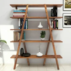 Wooden Art Bibliothèque perla noisette - 148x120x30 cm