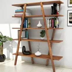 Wooden Art Bibliothèque perla noisette - 148x120x30 cm