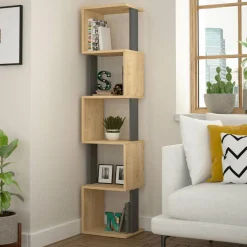 Best Wooden Art Bibliothèque Piri beige/anthracite - 35x161x30 cm