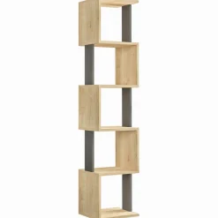 Best Wooden Art Bibliothèque Piri beige/anthracite - 35x161x30 cm