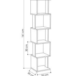 Best Wooden Art Bibliothèque Piri beige/anthracite - 35x161x30 cm