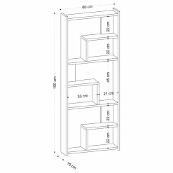 Hot Wooden Art Bibliothèque prins blanche - 60x150x15 cm