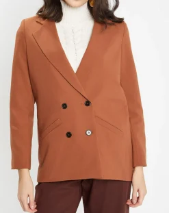 Femme Galeries Lafayette Blazer croisé en Laine mélangée Celeste marron