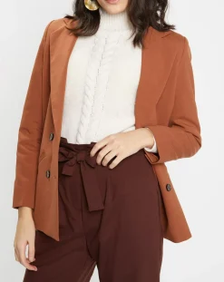 Femme Galeries Lafayette Blazer croisé en Laine mélangée Celeste marron