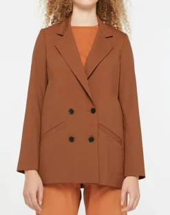 Femme Galeries Lafayette Blazer croisé en Laine mélangée Celeste marron