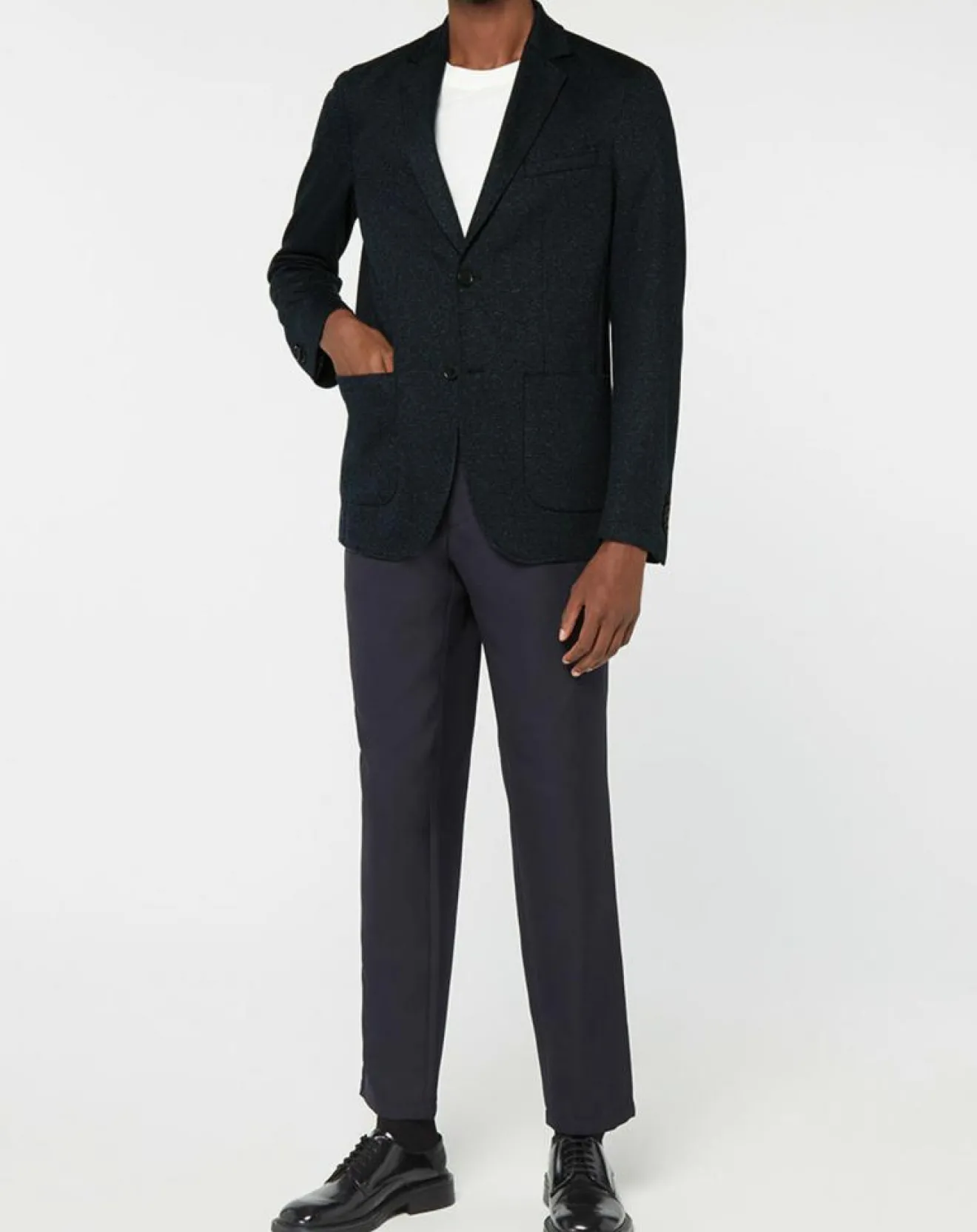 Homme Galeries Lafayette Blazer en Laine & Lin mélangés Stretch Laveste bleu marine
