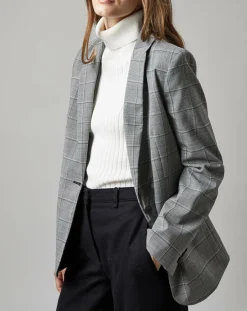 Femme Marc O'Polo Blazer en Laine mélangée à carreaux gris