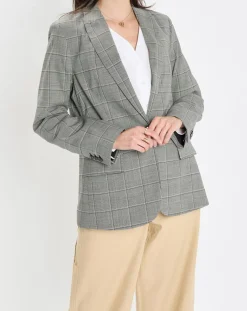Femme Marc O'Polo Blazer en Laine mélangée à carreaux gris