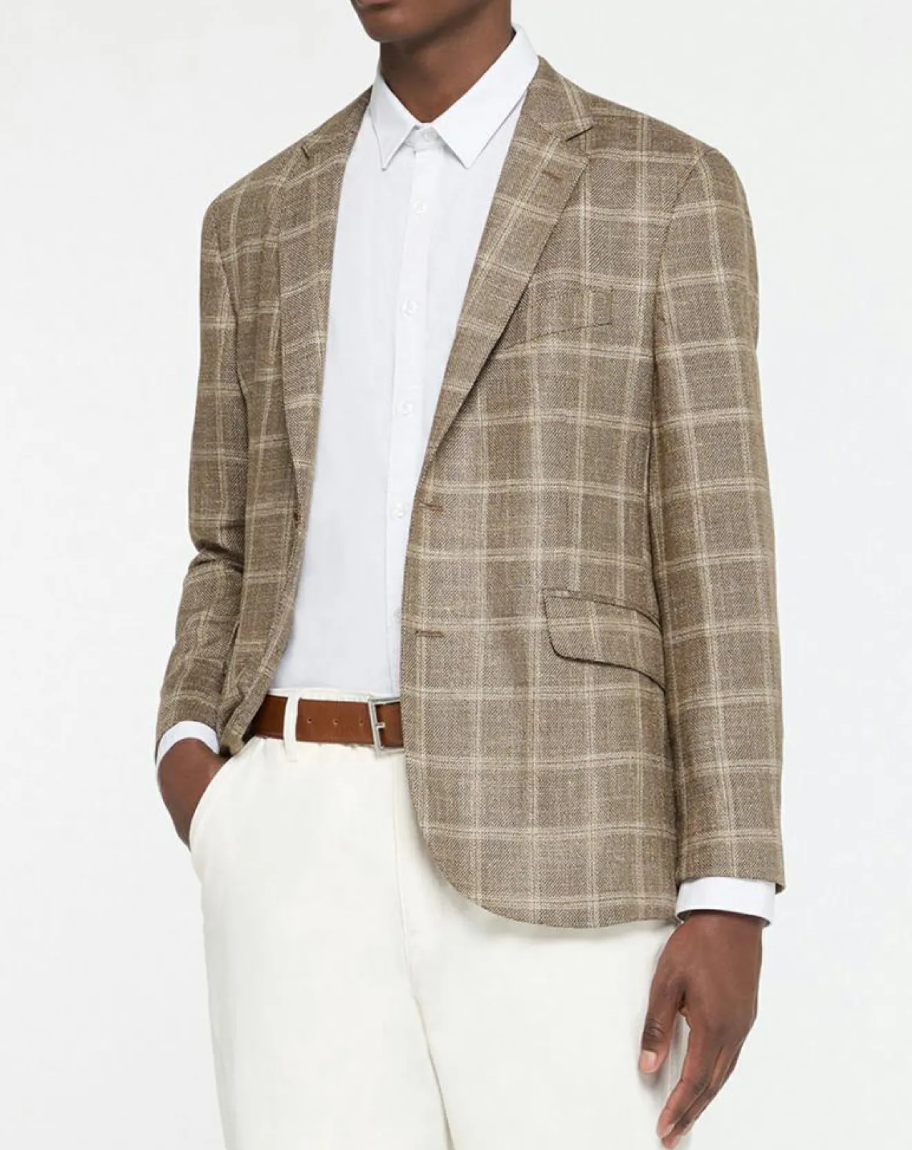 Homme Hackett London Blazer en Laine mélangée à carreaux beige/marron
