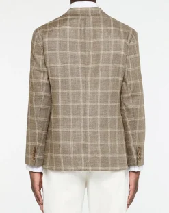 Homme Hackett London Blazer en Laine mélangée à carreaux beige/marron