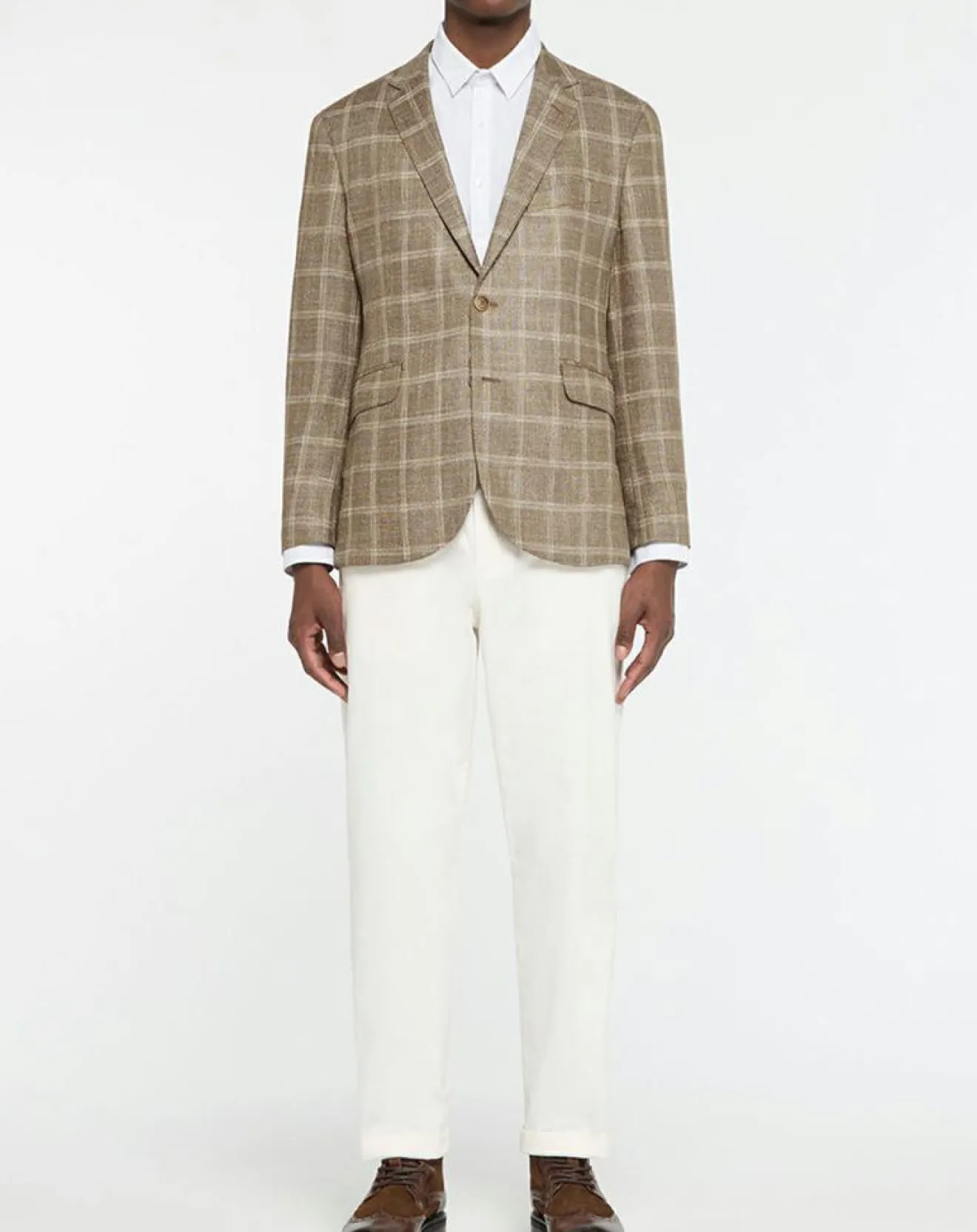 Homme Hackett London Blazer en Laine mélangée à carreaux beige/marron