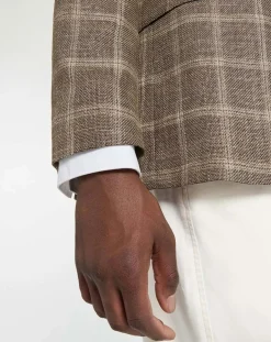 Homme Hackett London Blazer en Laine mélangée à carreaux beige/marron