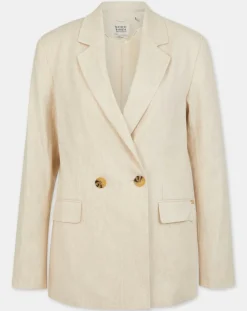 New Scotch & Soda Blazer en Lin mélangé écru