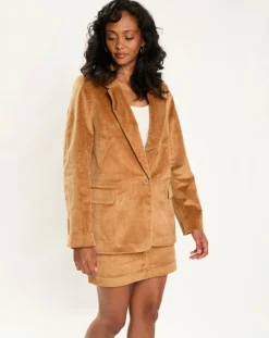 Femme Esprit Blazer en Velours camel