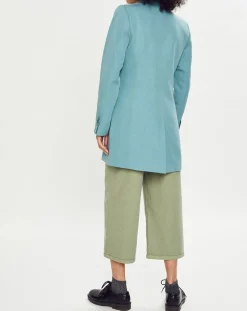 Online Esprit Blazer long en Lin mélangé bleu turquoise