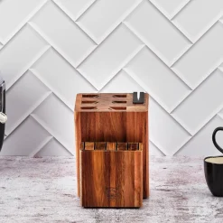 New Bjorn Bloc avec couteaux de cuisine et couteaux à steak Jakob Loviisa bois mat - 14 pièces