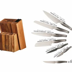 Bjorn Bloc avec couteaux de cuisine et couteaux à steak Larus Loviisa gris métal - 14 pièces