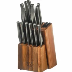 Bjorn Bloc avec couteaux de cuisine et couteaux à steak Larus Loviisa gris métal - 14 pièces