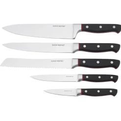 Gam'Hotel Bloc magnétique 5 couteaux Hiro noir/rouge - 26x20.2 cm
