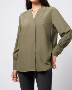 Online Esprit Blouse à encolure en V lenzing™ ecovero™ kaki clair