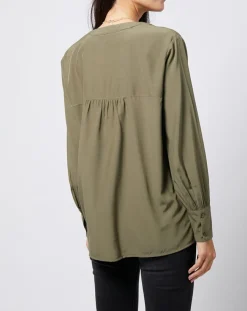 Online Esprit Blouse à encolure en V lenzing™ ecovero™ kaki clair