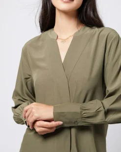 Online Esprit Blouse à encolure en V lenzing™ ecovero™ kaki clair
