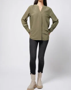 Online Esprit Blouse à encolure en V lenzing™ ecovero™ kaki clair