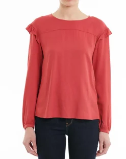 Femme Esprit Blouse à Volants rouge