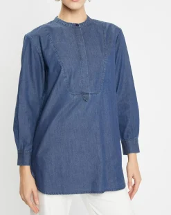 Femme Jodhpur Blouse ajustée Pen bleue
