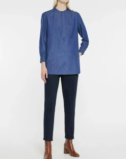 Femme Jodhpur Blouse ajustée Pen bleue