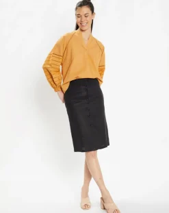 Femme Galeries Lafayette Blouse ample en Coton Ramos broderie jaune foncé