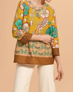 Discount Devernois Blouse Calcuta en Coton imprimée jaune