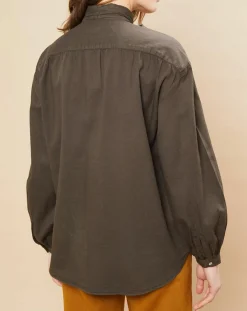 Femme Hartford Blouse Charline fines rayures kaki