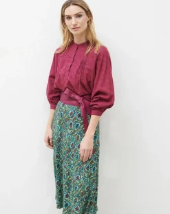 Femme Caroll Blouse Célestine à borderies beaujolais