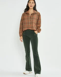 Outlet Lauren Vidal Blouse Cloé à carreaux orange/sable