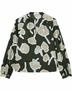New Marc O'Polo Blouse Col Mao Motif Coton Bio multicolore