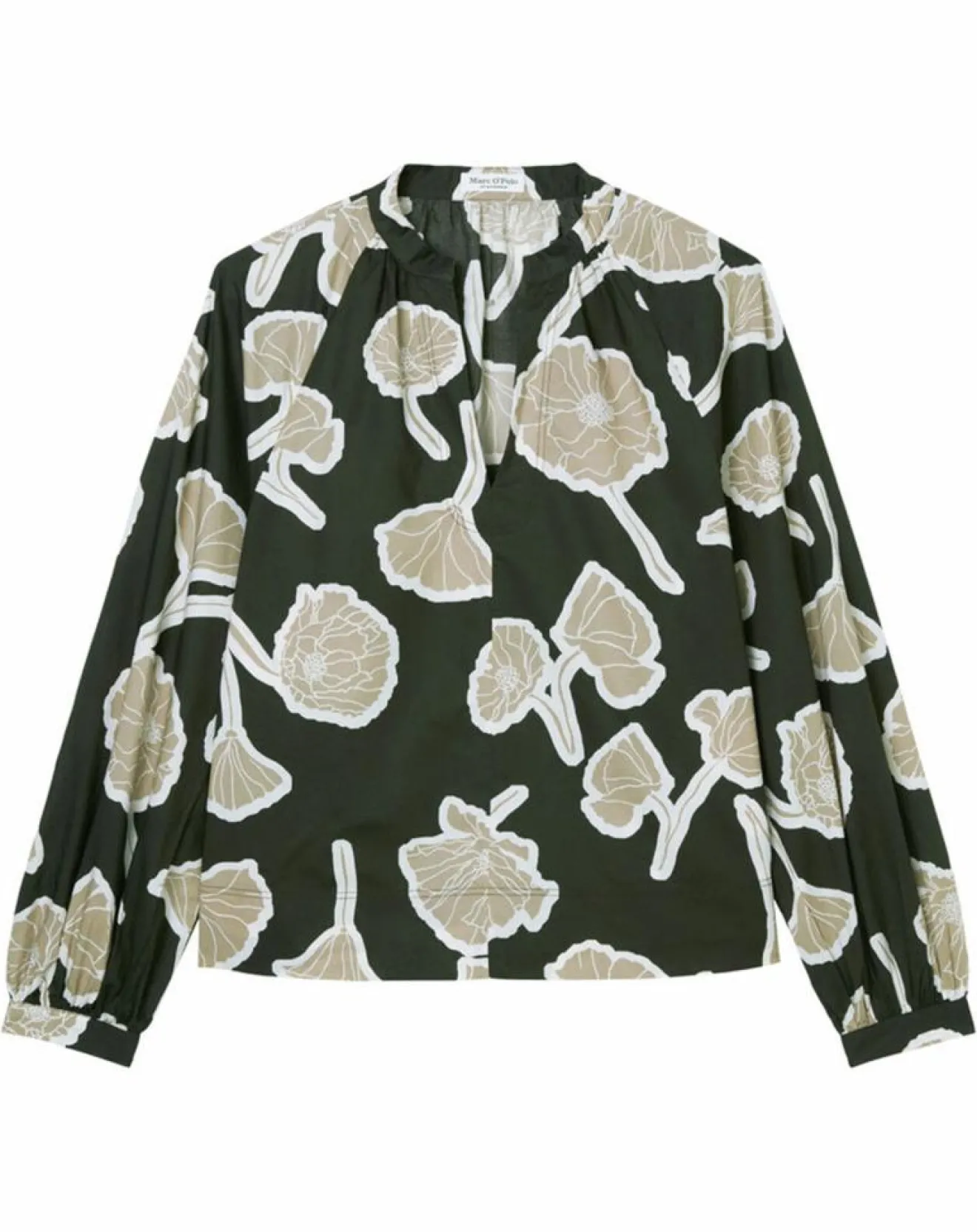 New Marc O'Polo Blouse Col Mao Motif Coton Bio multicolore